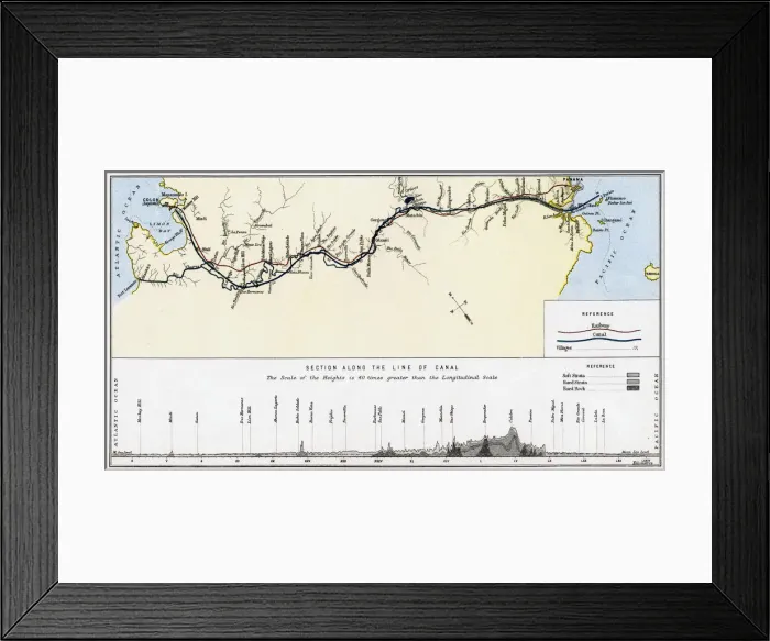 Framed Print : Plan of the Panama Canal, late 19th century. Artist: William Mackenzie Framed Print : Plan of the Panama Canal, late 19th century. Artist: William Mackenzie