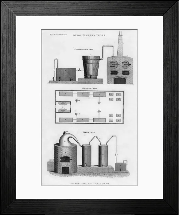 Framed Print : Acid manufacturing, 1832. Artist: William Orr Framed Print : Acid manufacturing, 1832. Artist: William Orr