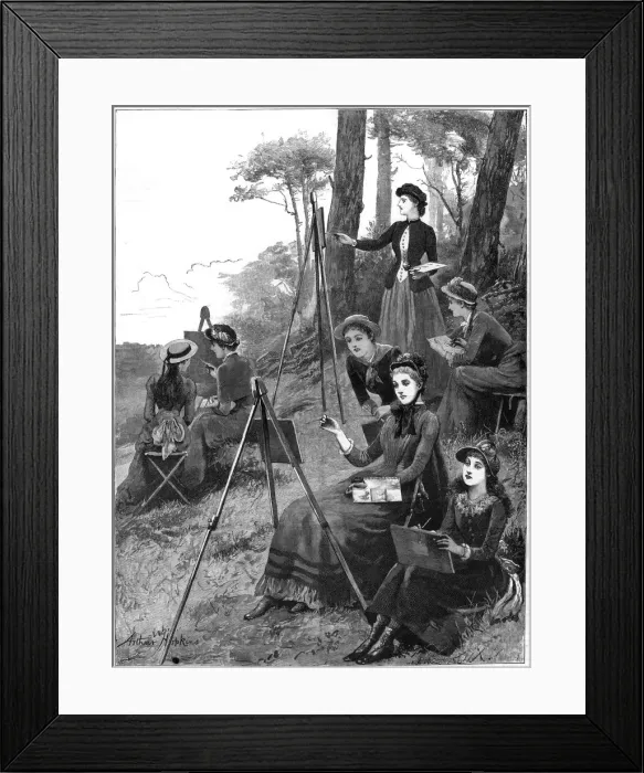 Framed Print : A ladies sketching club, 1885. Artist: Arthur Hopkins Framed Print : A ladies sketching club, 1885. Artist: Arthur Hopkins