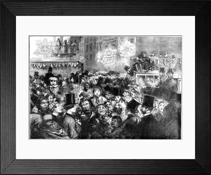 Framed Print : Street scene during the peace illuminations, 1856. Artist: W Thomas