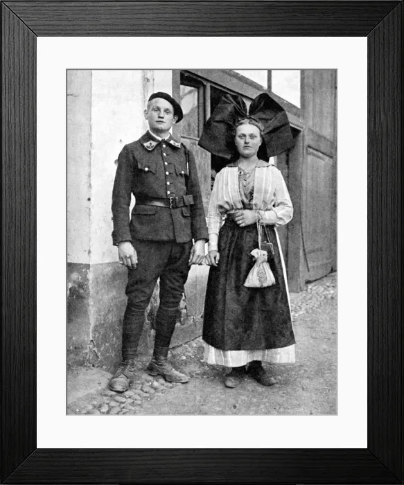 Framed Print : Couple in traditional dress, Alsace-Lorraine, Rhine, 1936. Artist: Donald McLeish Framed Print : Couple in traditional dress, Alsace-Lorraine, Rhine, 1936. Artist: Donald McLeish