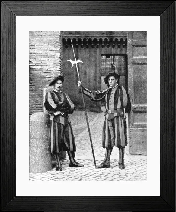 Framed Print : Swiss Guards, Vatican City, Rome, 1936. Artist: Donald McLeish Framed Print : Swiss Guards, Vatican City, Rome, 1936. Artist: Donald McLeish