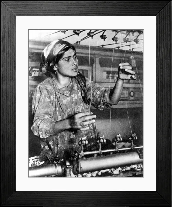 Framed Print : Woman working in the silk industry, Samarkand, Uzbekistan, 1936 Framed Print : Woman working in the silk industry, Samarkand, Uzbekistan, 1936
