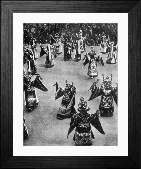 Framed Print : Masked dancers, Tibet, 1936. Artist: Ewing Galloway Framed Print : Masked dancers, Tibet, 1936. Artist: Ewing Galloway