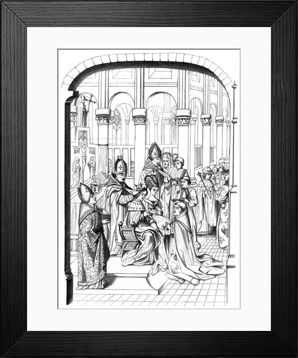 Framed Print : The coronation of King Charles V of France (1337-1380), 14th century (1849). Artist: A Bisson Framed Print : The coronation of King Charles V of France (1337-1380), 14th century (1849). Artist: A Bisson