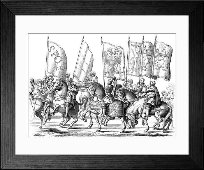 Framed Print : Standards of the church and the empire, 1529-1530 (1849). Artist: Lucas Cranach the Elder Framed Print : Standards of the church and the empire, 1529-1530 (1849). Artist: Lucas Cranach the Elder