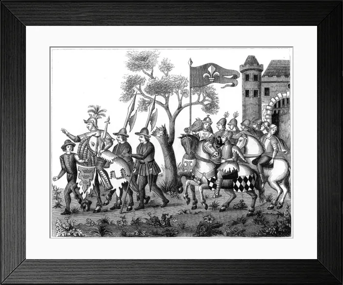 Framed Print : Entry of the King of Epinette, 16th century (1849) Framed Print : Entry of the King of Epinette, 16th century (1849)