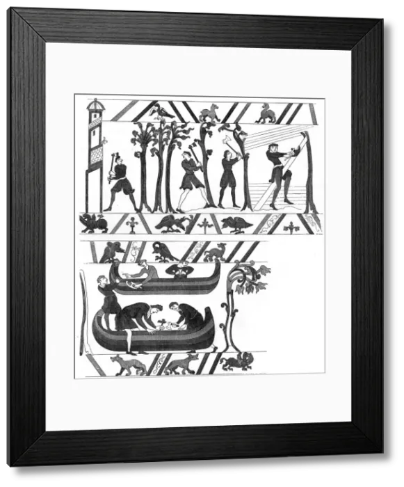 Framed Print : Boat and ship carpenters, c late 11th / early 12th century (1849) Framed Print : Boat and ship carpenters, c late 11th / early 12th century (1849)