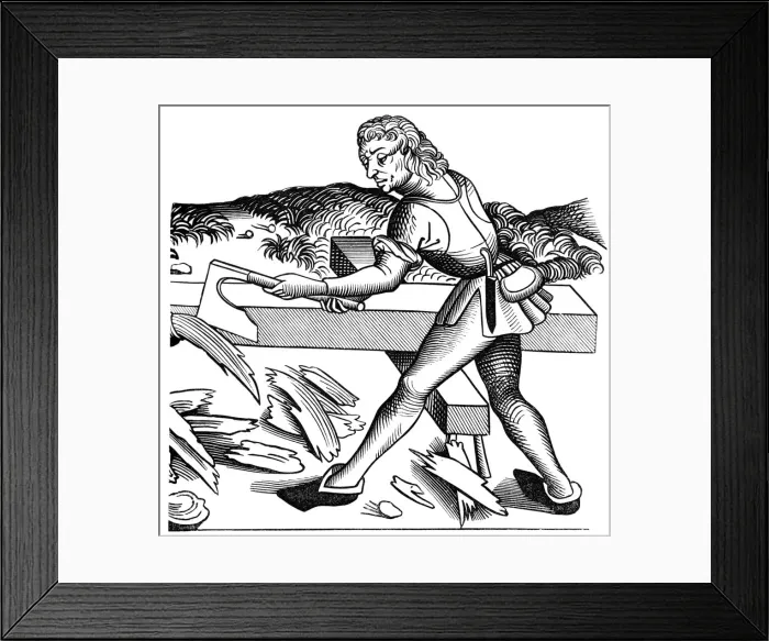 Framed Print : Ship carpenter, 15th century (1849) Framed Print : Ship carpenter, 15th century (1849)