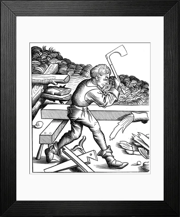 Framed Print : Ship carpenter, 15th century (1849) Framed Print : Ship carpenter, 15th century (1849)