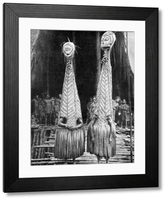 Framed Print : Goblin masks and visors worn as beauty aids, Papua, New Guinea, 1936. Artist: Fox Photos Framed Print : Goblin masks and visors worn as beauty aids, Papua, New Guinea, 1936. Artist: Fox Photos