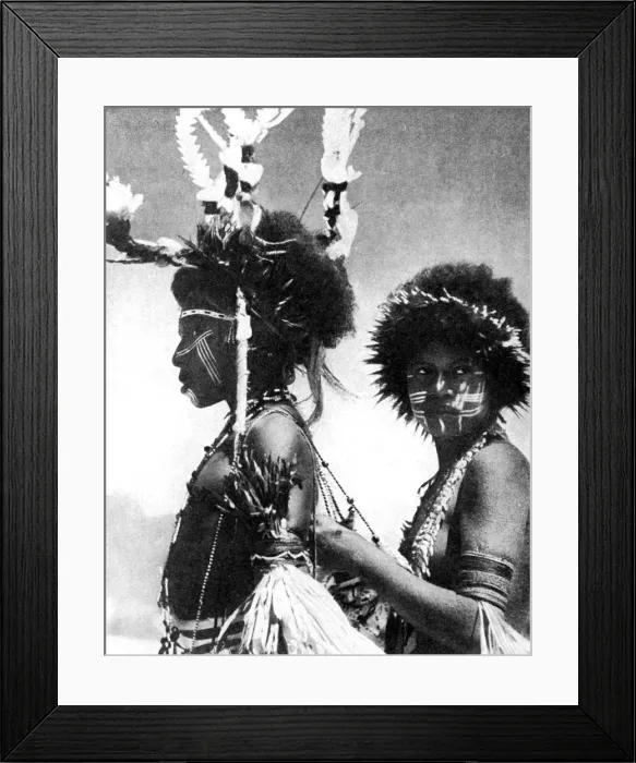 Framed Print : Painted warriors, Papua, New Guinea, 1936. Artist: Sport & General Framed Print : Painted warriors, Papua, New Guinea, 1936. Artist: Sport & General