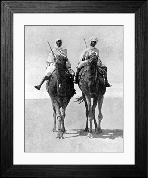 Framed Print : Two Arabs riding camels in the Sahara Desert, Africa, 1936. Artist: Fox Photos Framed Print : Two Arabs riding camels in the Sahara Desert, Africa, 1936. Artist: Fox Photos