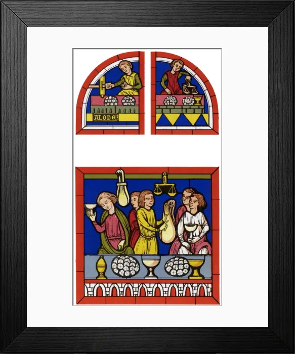 Framed Print : Monnoyeurs et Changeurs, 13th century (1849). Artist: Thurwanger Freres Framed Print : Monnoyeurs et Changeurs, 13th century (1849). Artist: Thurwanger Freres