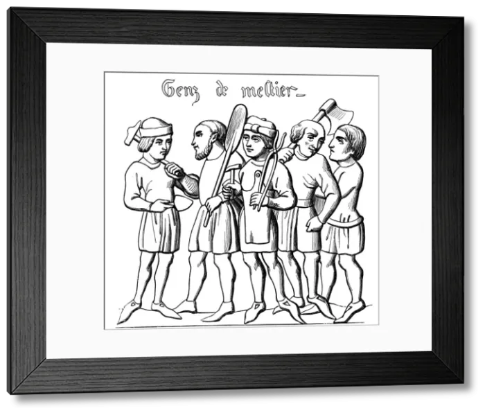 Framed Print : Professional tradesmen, 14th century (1849) Framed Print : Professional tradesmen, 14th century (1849)
