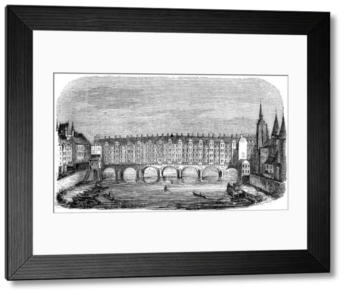 Framed Print : The ancient Pont aux Changers, Paris, France, c16th century (1849) Framed Print : The ancient Pont aux Changers, Paris, France, c16th century (1849)