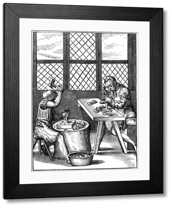 Framed Print : Thimble makers, 16th century (1849). Artist: Jost Amman Framed Print : Thimble makers, 16th century (1849). Artist: Jost Amman