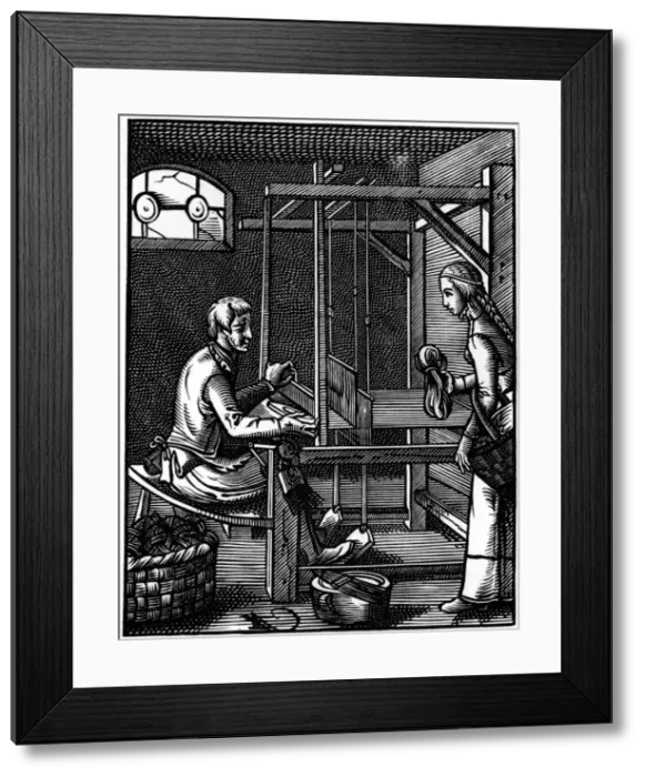 Framed Print : Weaver, 16th century (1849). Artist: Jost Amman