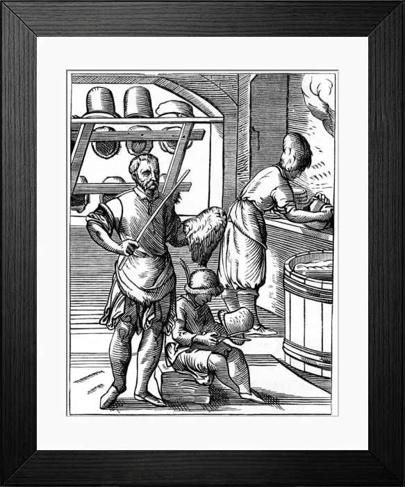 Framed Print : Hatter, 16th century (1849). Artist: Jost Amman Framed Print : Hatter, 16th century (1849). Artist: Jost Amman