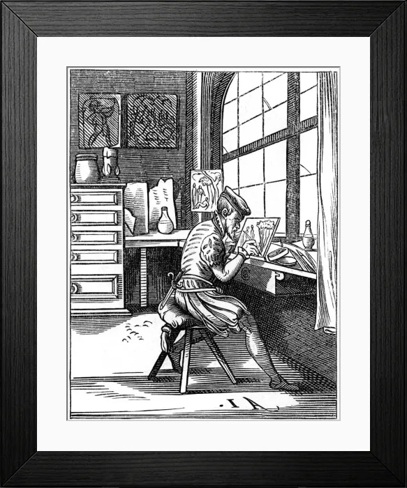 Framed Print : Illuminator, 16th century (1849). Artist: Jost Amman Framed Print : Illuminator, 16th century (1849). Artist: Jost Amman