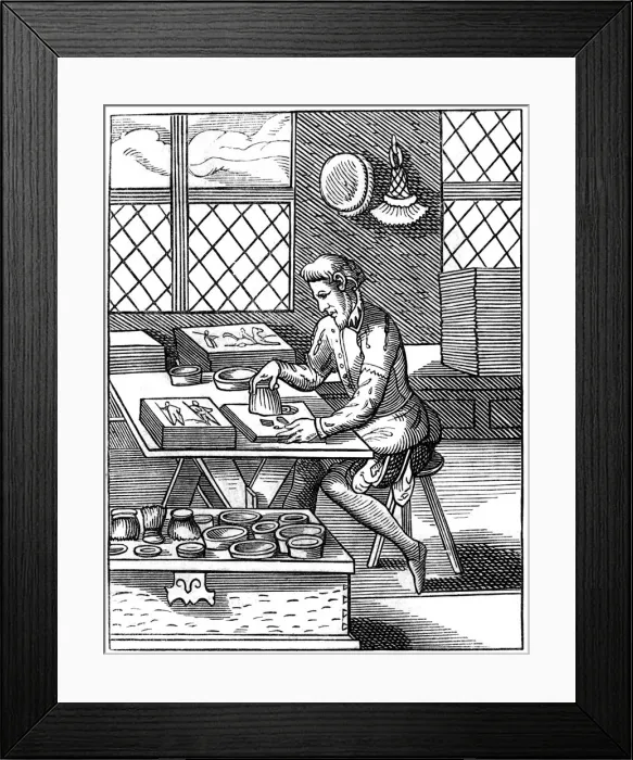 Framed Print : Painter of popular pictures, 16th century (1849). Artist: Jost Amman Framed Print : Painter of popular pictures, 16th century (1849). Artist: Jost Amman