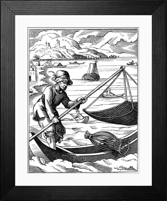 Framed Print : Fisherman, 16th century (1849). Artist: Jost Amman Framed Print : Fisherman, 16th century (1849). Artist: Jost Amman