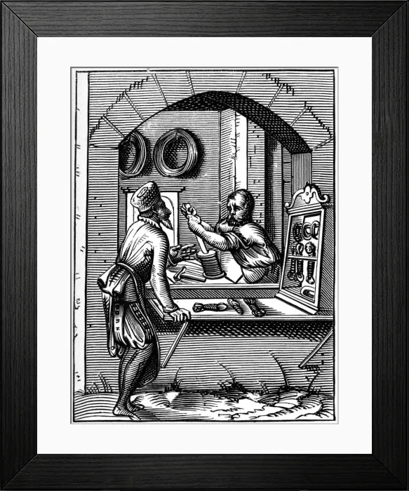 Framed Print : Wire worker, 16th century (1849). Artist: Jost Amman Framed Print : Wire worker, 16th century (1849). Artist: Jost Amman