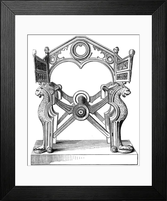 Framed Print : The Chair of Dagobert, 7th century, (1849) Framed Print : The Chair of Dagobert, 7th century, (1849)