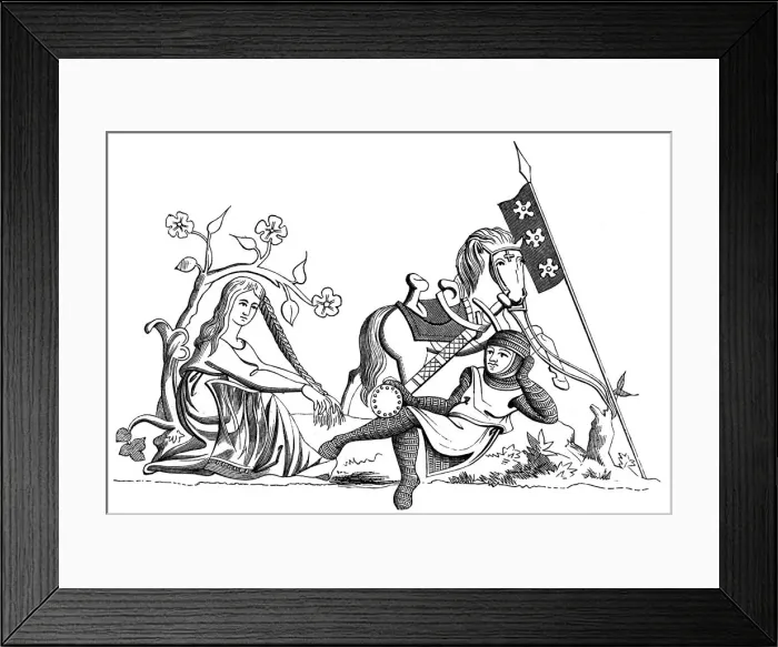 Framed Print : A knight and a maiden, 13th century (1849) Framed Print : A knight and a maiden, 13th century (1849)