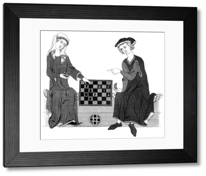 Framed Print : Playing chess, 13th century (1849) Framed Print : Playing chess, 13th century (1849)