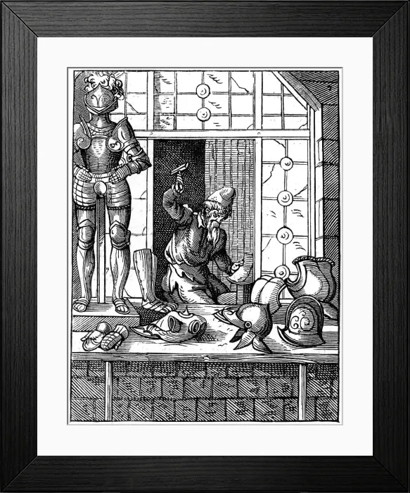 Framed Print : Armourer, 16th century (1849). Artist: Jost Amman Framed Print : Armourer, 16th century (1849). Artist: Jost Amman