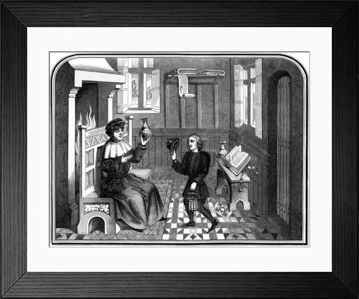 Framed Print : Inside the physicians house, 15th century (1849). Artist: A Bisson Framed Print : Inside the physicians house, 15th century (1849). Artist: A Bisson