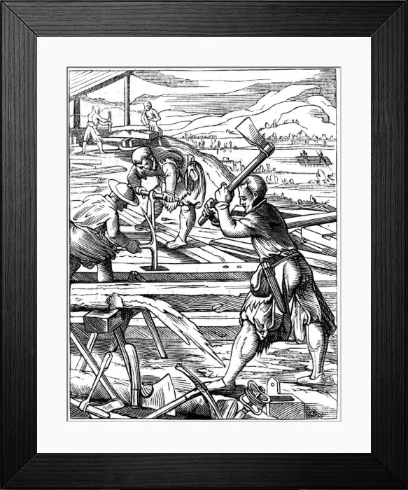 Framed Print : Carpenters, 16th century (1849). Artist: Jost Amman Framed Print : Carpenters, 16th century (1849). Artist: Jost Amman