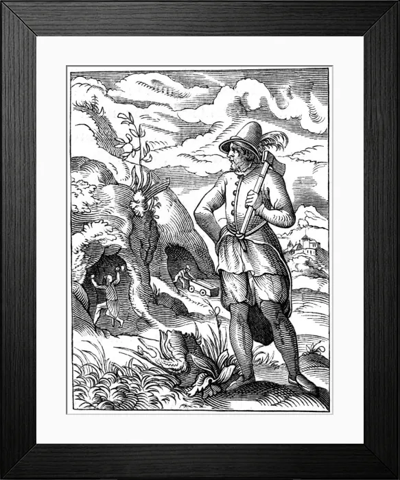 Framed Print : Miner, 16th century (1849). Artist: Jost Amman Framed Print : Miner, 16th century (1849). Artist: Jost Amman