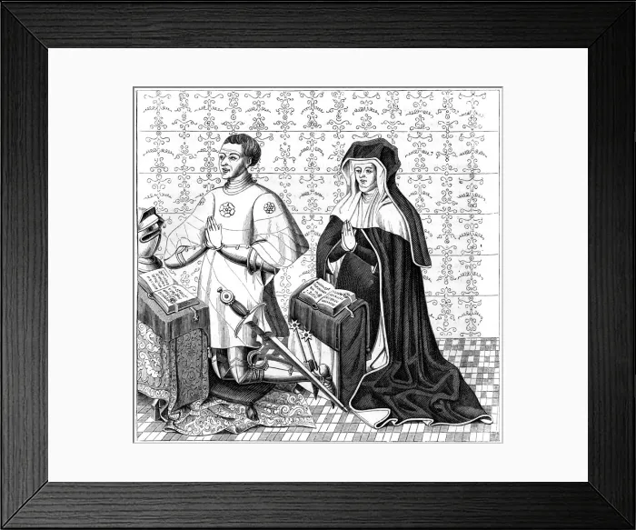 Framed Print : Jean Jouvenel des Ursins his wife, Michelle de Vitry, praying, 14th or 15th century (1849) Framed Print : Jean Jouvenel des Ursins his wife, Michelle de Vitry, praying, 14th or 15th century (1849)