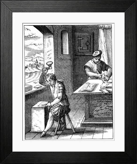 Framed Print : Goldbeater, 16th century (1849). Artist: Jost Amman Framed Print : Goldbeater, 16th century (1849). Artist: Jost Amman