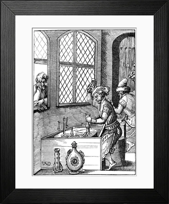 Framed Print : Coin maker, 16th century (1849). Artist: Jost Amman