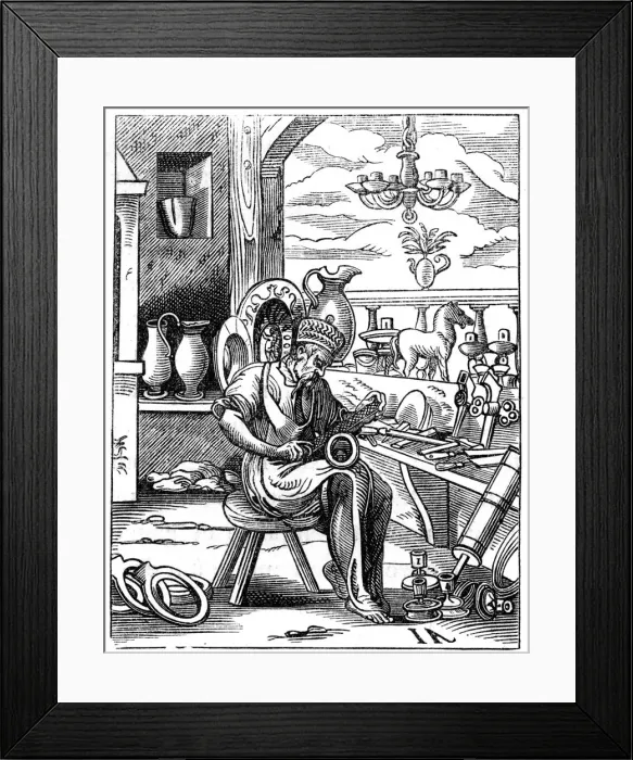 Framed Print : Coppersmith, 16th century (1849). Artist: Jost Amman Framed Print : Coppersmith, 16th century (1849). Artist: Jost Amman
