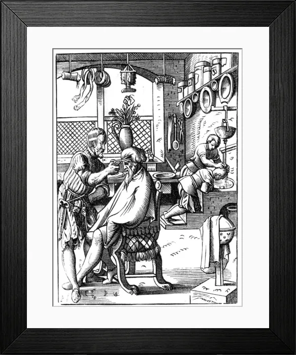Framed Print : Barber, 16th century (1849). Artist: Jost Amman Framed Print : Barber, 16th century (1849). Artist: Jost Amman