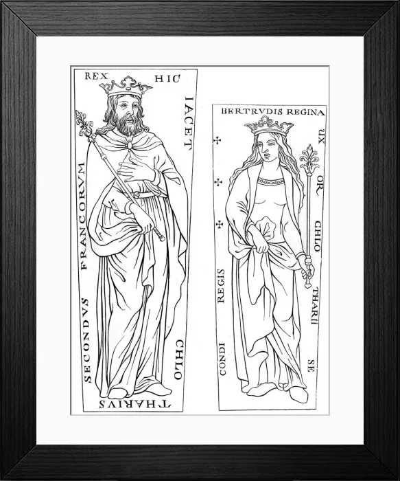 Framed Print : King Clotaire II (584-629) and Bertude (575-604), 12th century (1849) Framed Print : King Clotaire II (584-629) and Bertude (575-604), 12th century (1849)