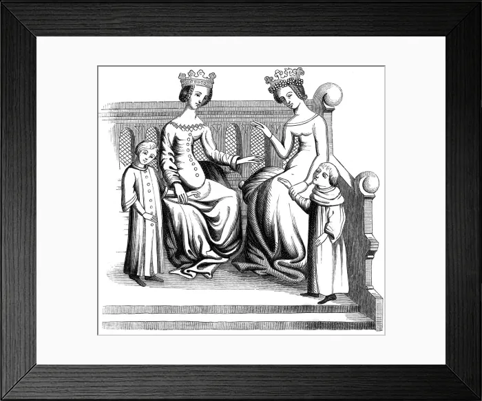 Framed Print : Noble women and children, 14th century (1849) Framed Print : Noble women and children, 14th century (1849)