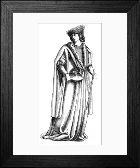 Framed Print : A young noble of the court of King Charles VIII of France, c15th century (1849) Framed Print : A young noble of the court of King Charles VIII of France, c15th century (1849)