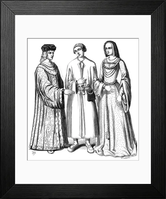 Framed Print : Costumes of the period of King Louis XII of France, 15th century (1849). Artist: Dumont Framed Print : Costumes of the period of King Louis XII of France, 15th century (1849). Artist: Dumont