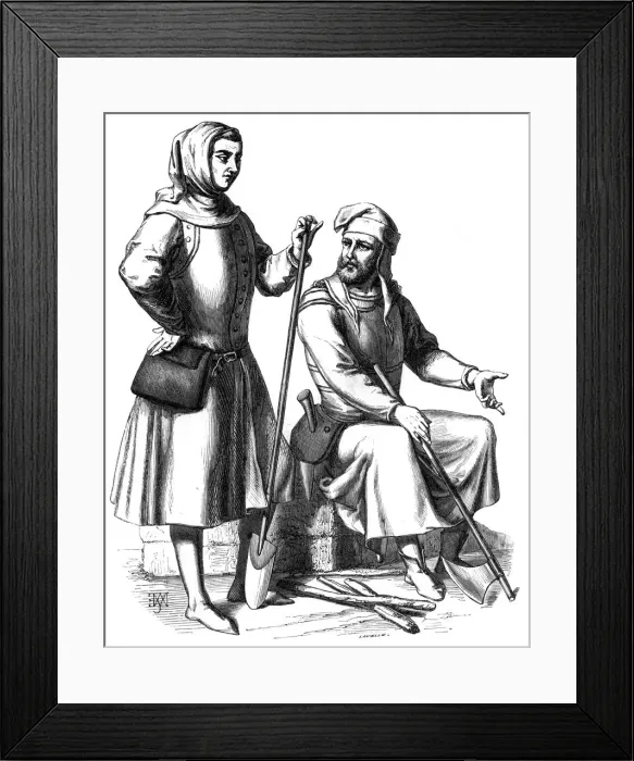 Framed Print : Italian gardener and woodcutter, 15th century (1849) Framed Print : Italian gardener and woodcutter, 15th century (1849)