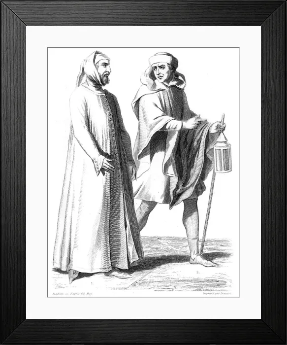Framed Print : Florentine plebeian and henchman, 14th century (1849) Framed Print : Florentine plebeian and henchman, 14th century (1849)