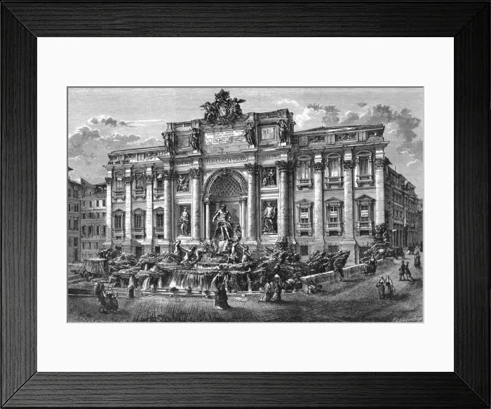 Framed Print : The fountain of Trevi, Italy, 19th century. Artist: Hildibrand Framed Print : The fountain of Trevi, Italy, 19th century. Artist: Hildibrand