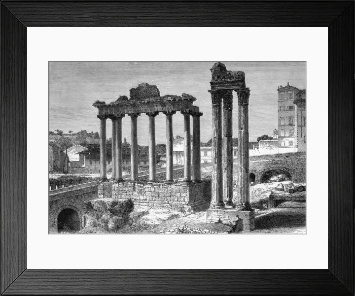 Framed Print : The Temples of Saturn and Vespasian, the Roman Forum, Rome, Italy, 19th century. Artist: Ettling Framed Print : The Temples of Saturn and Vespasian, the Roman Forum, Rome, Italy, 19th century. Artist: Ettling