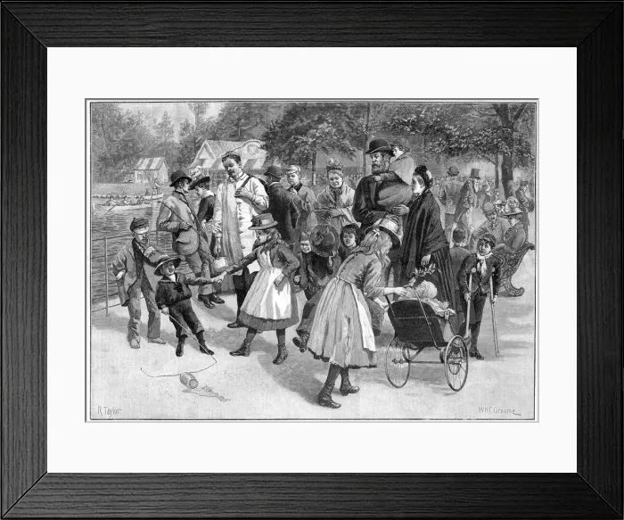 Framed Print : Saturday afternoon in Victoria Park, London, 1890. Artist: R Taylor Framed Print : Saturday afternoon in Victoria Park, London, 1890. Artist: R Taylor