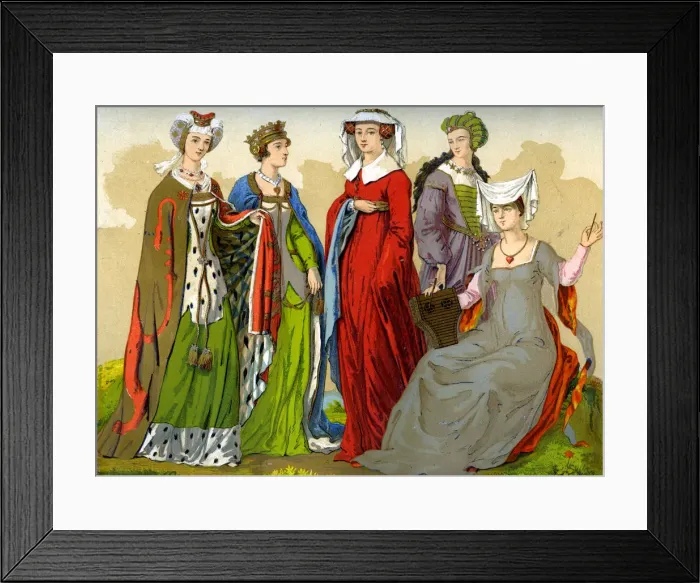 Framed Print : English noblewomen, 15th-16th century (1849). Artist: Edward May Framed Print : English noblewomen, 15th-16th century (1849). Artist: Edward May
