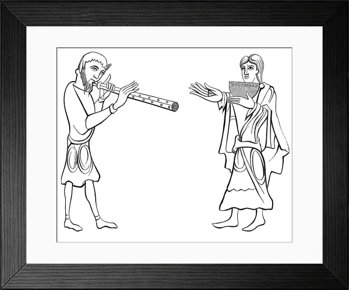 Framed Print : Double flute and nine-hole syrinx flute, 11th century (1849) Framed Print : Double flute and nine-hole syrinx flute, 11th century (1849)